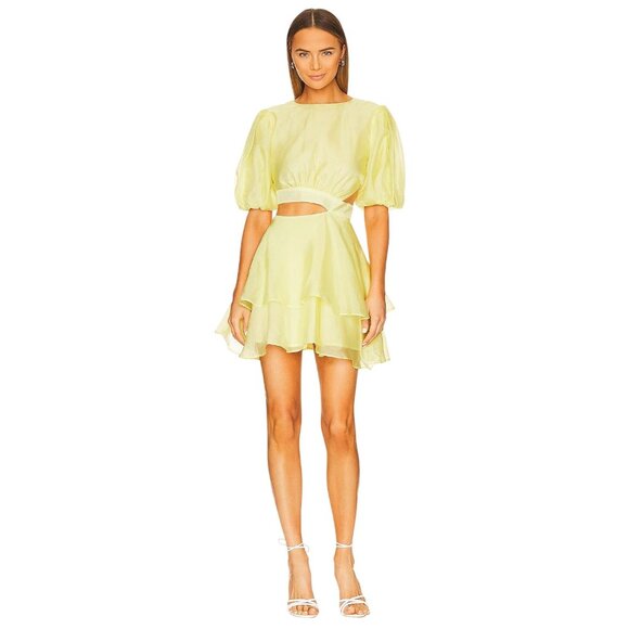 Bardot Enya Organza Mini Dress in Sunshine 4 New Womens Cut out - Picture 1 of 11